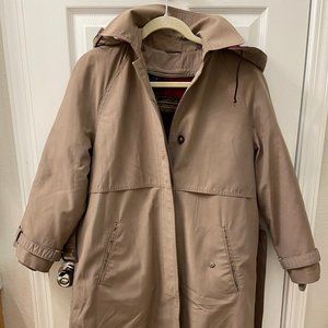 Eddie Bauer Trench Coat with Removable Hood & Down Liner